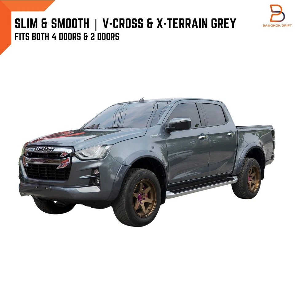 Arco acampanado guardabarros delgado de 3" para camioneta Isuzu D-Max Dmax 20-23 TFR TFS V-Cross gris - Imagen 2 de 4