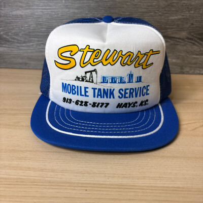 #ad #ad Vintage Stewart Mobile Tank Service Hat Cap Snap Back Blue Trucker Adjustable $28.85