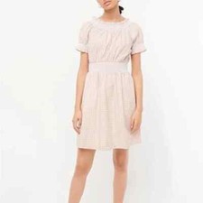 *NWT* Pink & White JCrew Smocked Gingham Print Cotton Babydoll Dress, Size Small