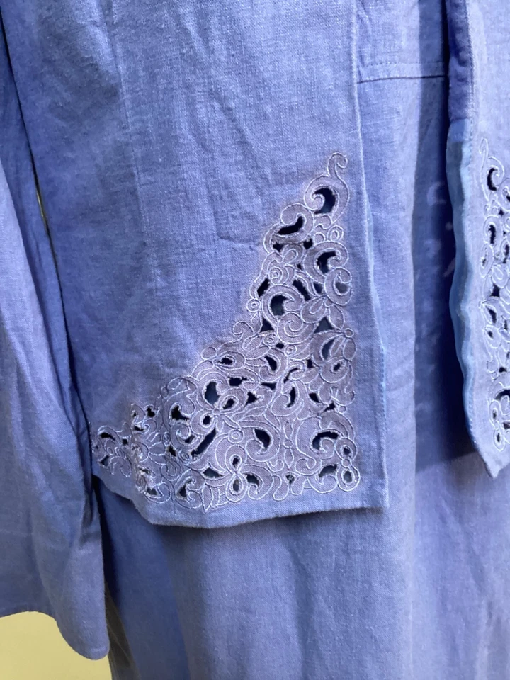 Vestido de Colección Positive Attitudes 2 Piezas Para Mujer Talla 12 Azul Mezcla de Lino Forrado Foto 3 de 4