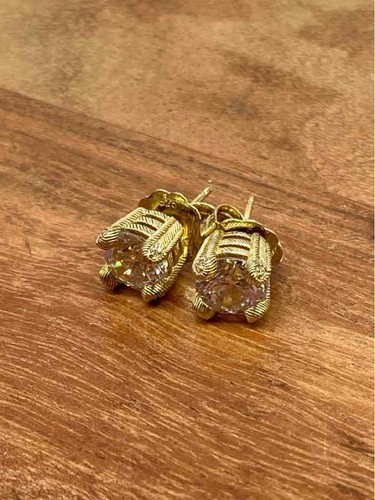 Pre-Owned Judith Ripka 925 Gold CUBIC ZIRCONIA Stud Earring - Picture 2 of 4