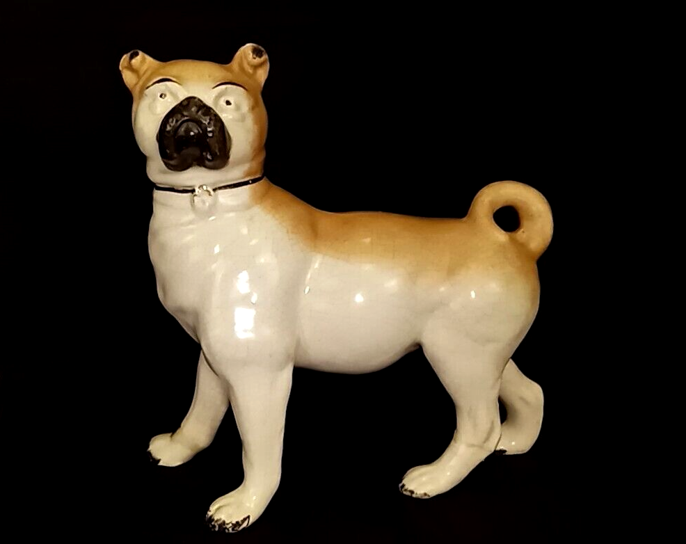 Vintage Staffordshire English Pug Dog Figurine 7.5