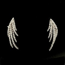 3CTW VS1 F ROUND DIAMOND LEAF DROP EARRINGS - 18K WHITE GOLD