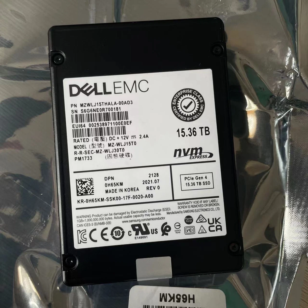 15.36TB Samsung U2 SSD PM1733 U.2 2.5