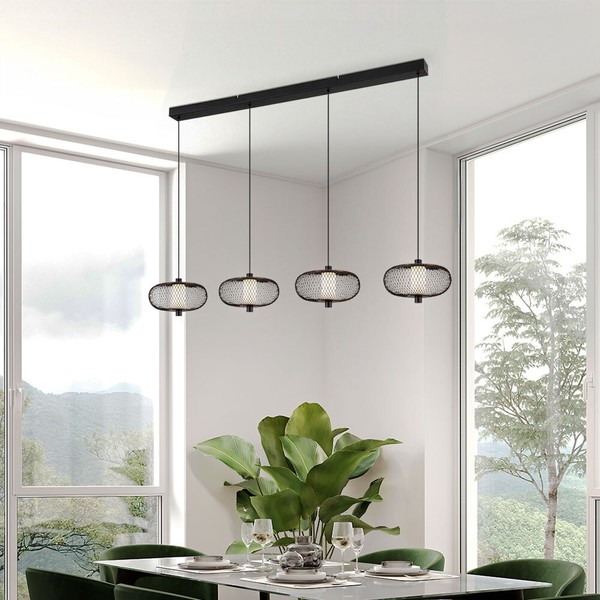 HäNgelampe Esstischleuchte Pendellampe Geflecht Wohnzimmerlampe Led H 150 Cm-image