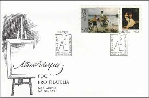 Albert Edelfelt Paintings Pro Philately Pair Finland Mint FDC 1995