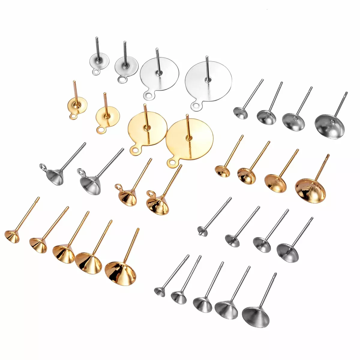 50pcs Stainless Steel Blank Post Earring Studs Back Base Pins DIY Jewelry  Making