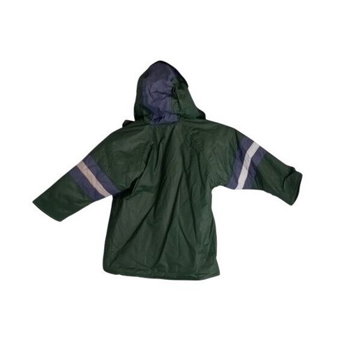 MBL 4/5 Boys Reflective Hooded Jacket Green Blue PVC Vinyl Polyester Coat - Bild 6 von 9