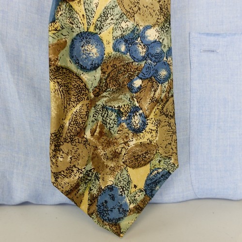 BRUNO FERRARI Neck Tie Mens Silk Green Vivid Bright Suit Designer Preppy Brown - Picture 2 of 9