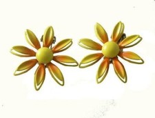 Tangerine Lemon Enamel Floral Earrings