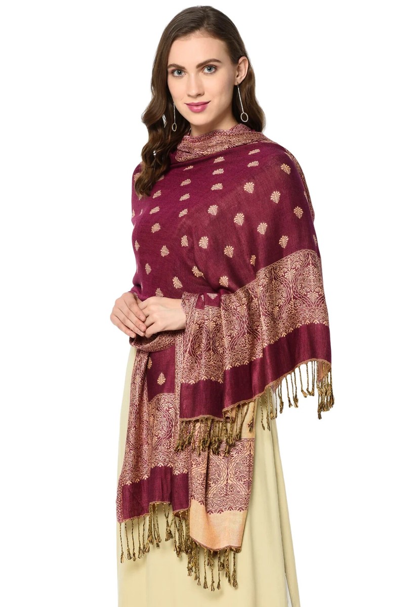 Châle écharpe En Cachemire Indien - Imprimé Paisley Boho - 80x28 Pouces - Fait Main - Neuf Avec étiquettes