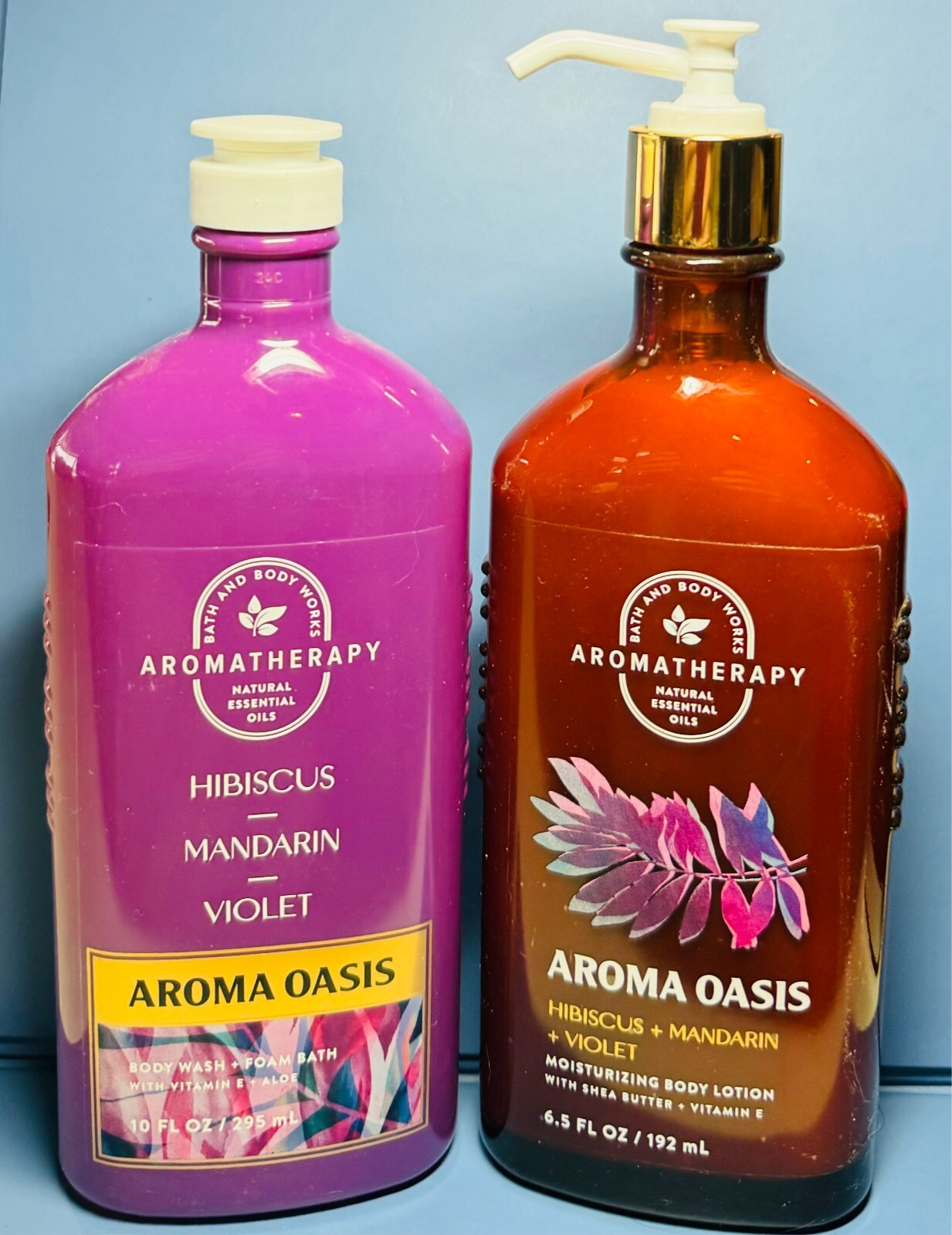 NEW HIBISCUS + MANDARIN + VIOLET * 2pc Gift Set * Bath & Body Works FREE SHIP