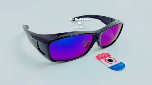 POLARISIERTE SONNENBRILLE mit SEITENSCHILDEN schwarzem Rahmen 100 % UV-Schutz SPIEGELLINSE