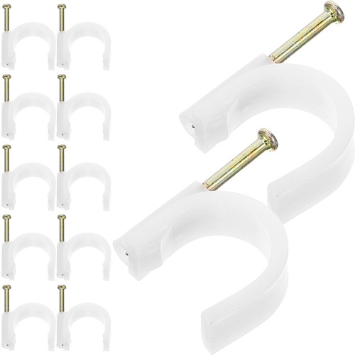 50 Pcs Pipe Hook Cable Staples with Steel Nail Wall Clips - 第 1/12 張圖片