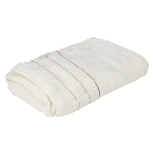 NEW Teixidors Zenit Plaid Linen Throw Rug Natural - Picture 1 of 1