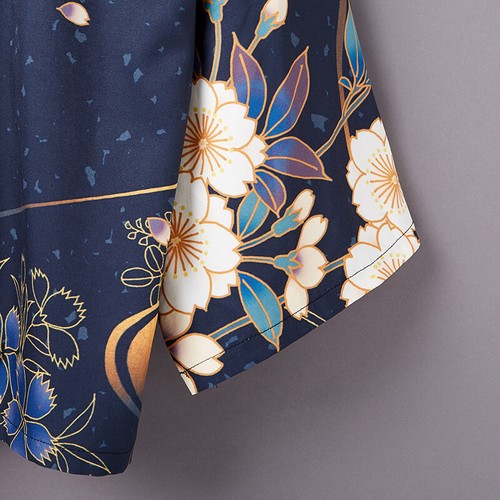 Unisex Top Kimono Coat Yukata Jacket Cardigan Crane Floral Casual Preppy Ethnic - Picture 5 of 5