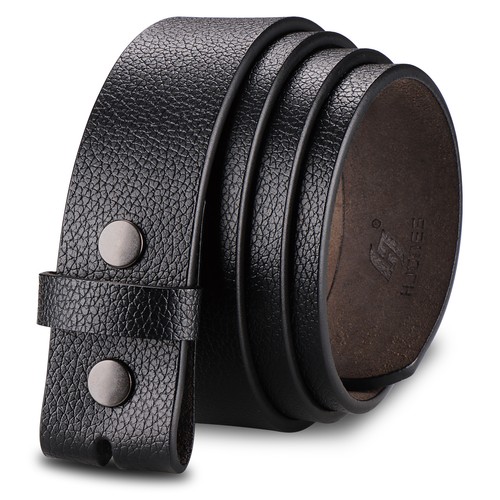 38mm Mens Leather Belt Black Genuine Leather Strap For Pin Buckle Without Buckle - Picture 7 of 19