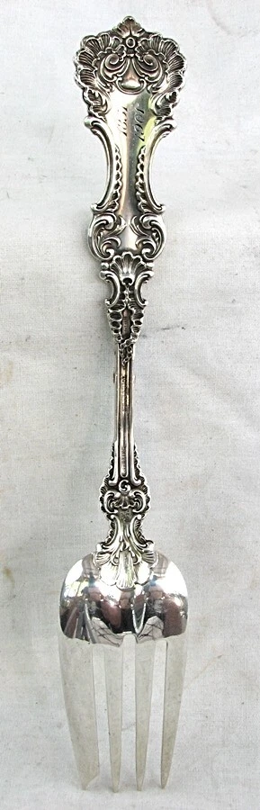 ANTIGUO TENEDOR DE SERVIR WHITING POMPADOUR 8-3/4" STERLING WEBB C. BALL Foto 3 de 4