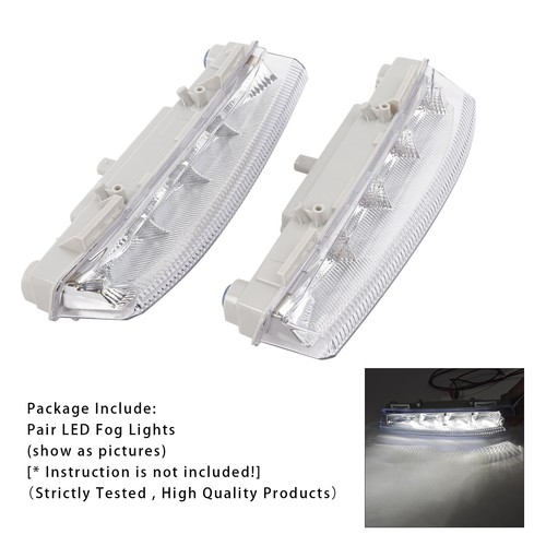 Pair LED Daytime Running Fog Lights For Mercedes Benz W204 S204 W212 2007-14 QZ - Picture 4 of 8