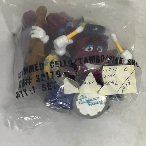 NOS Vint 1988 Applause Drummer/Cello/Tambourine/Pink Shoe California Raisins Set - Picture 3 of 7