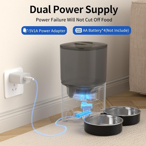 7L Automatic Cat Feeder for 2 Cats - App Controlled, Alexa Compatible, Black - Picture 8 of 9