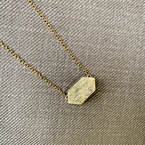 Avenue Blue Stone Pendant Necklace Hexagon Halo Gold Tone 20" inch - Picture 5 of 5