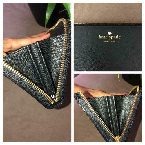 Kate Spade Reißverschluss Kalbsleder Etui Brieftasche Geldbörse für Smartphones schwarz Saffiano - Bild 8 von 8