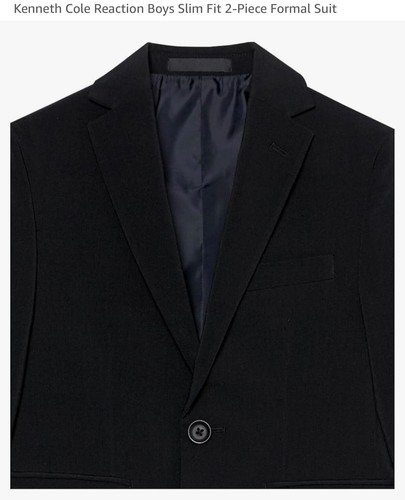 Kenneth Cole Techno Reaction Kids Performance Fabric Slim Fit Suit Black 10 / 16 - Picture 5 of 7