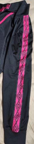Umbro Track Jacket Girls Large 10-12 Black Pink Full Zip Logo Stripe - Picture 17 of 24