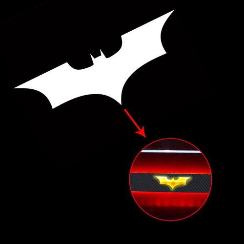3Pcs/Set 3D Batman Carbon Fiber Stickers Brake Tail Light Decals Car Accessories - Foto 10 di 12