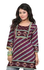 Tunic for Women Printed Short Crape Kurti Round Neck 3/4 Sleeves Top 1009-34.