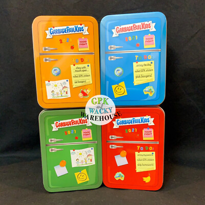 2021 SERIES 1 GARBAGE PAIL KIDS FOOD FIGHT *EMPTY* FRIDGE TIN SET ALL 4 COLORS