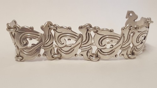 TAXCO Rafael Dominguez 980 Sterling Silver Bracelet Vintage Scroll Link 6-1/4" L - Picture 18 of 24