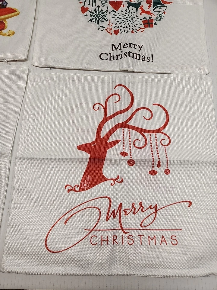 4pcs Christmas Throw Pillow Cover Pillowcase Cushion Case Decor 17"X17" - Image 4 of 4