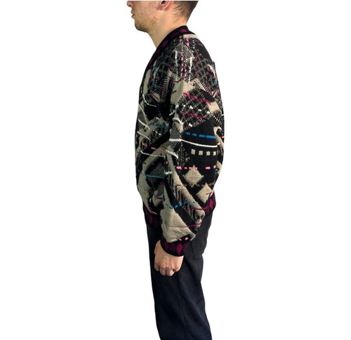Vintage Coogi Men's Sweater Long Sleeve V-Neck 100% Wool 3D Knit Textured Size L - Picture 3 of 9