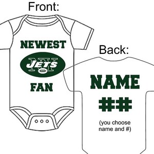 bodysuit Jets fan customized personalized NAME NUMBER new york ny baby