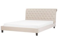 Polsterbett Beige 180 X 200 Cm Mit Lattenrost Dekorative Knopfverzierung Reims