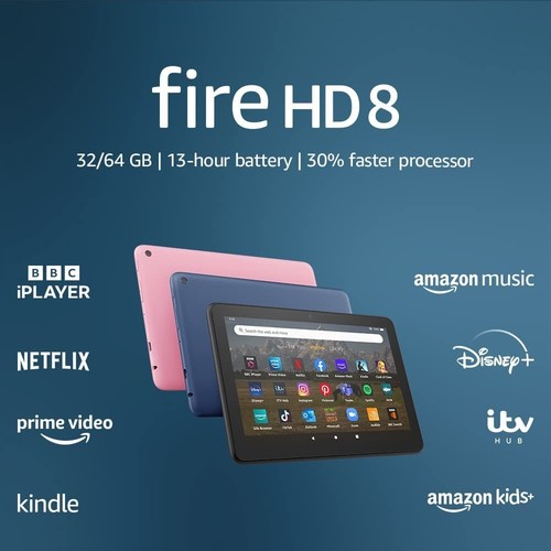 Amazon Fire HD 8 tablet | 8-inch HD display, 32 GB, 2022, with ads, Black - Afbeelding 2 van 7