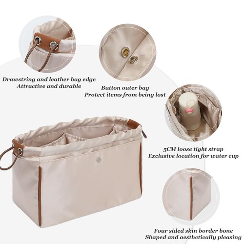 ,Drawstring,Purse Organizer, Satin material Bag Organizer Insert Purse Organi... - Picture 3 of 6