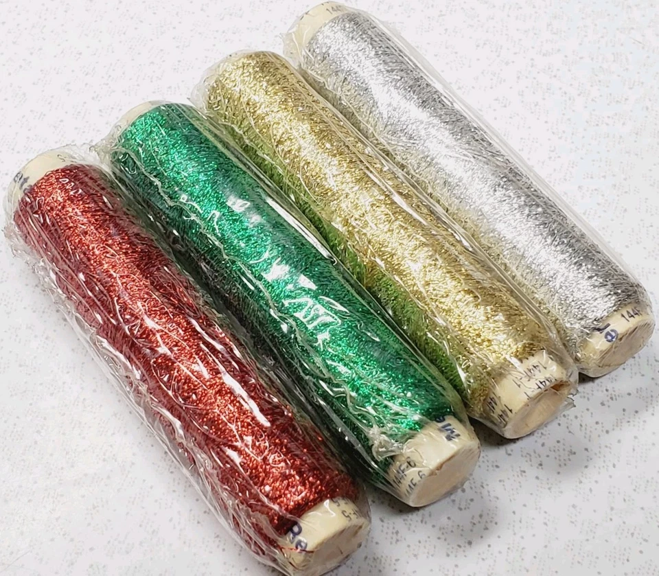 Rhode Island Textiles (YLI) Metallic Ribbon Floss Lot of 4 CHRISTMAS COLORS (1) - Image 3 of 4