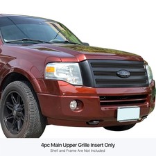 For Ford Expedition 07-14 Overlay Main And Bumper Grille Set Black 8x6 Mm