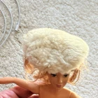 VTG 11.5" fashion doll hat faux fur beret pillbox tan fashion accessory clothes