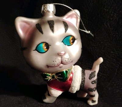 Merry Brite Novelty Glass Cat Ornament