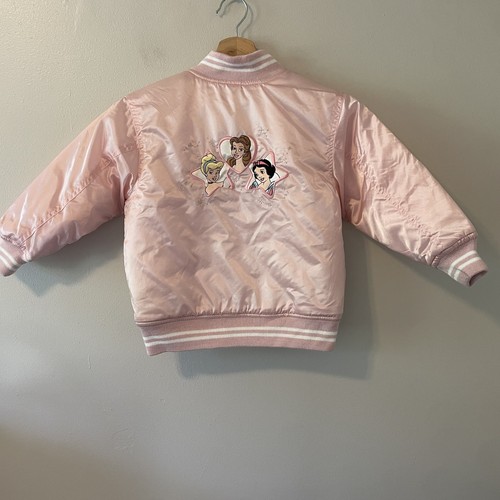 Vintage Girls Disney Princess Embroidered Bomber Satin Jacket Sz XS - Picture 4 of 6