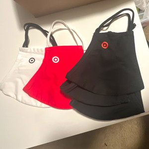 5 Pack Target Reusable Washable Cloth Face Masks w/ Ear Loops Black Red White