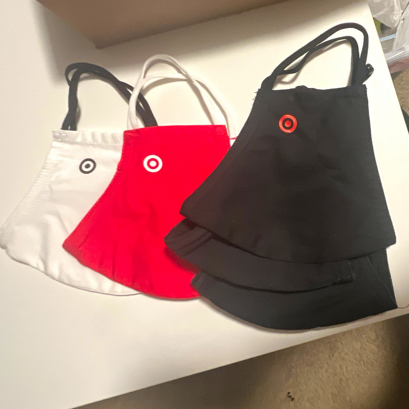 5 Pack Target Reusable Washable Cloth Face Masks w/ Ear Loops Black Red White