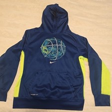 Kids Nike Thermal Fit Xl Hoodie Dark Blue And Neon Green