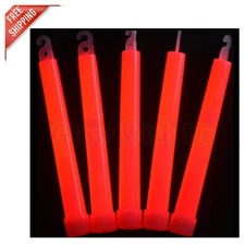 Bright Red Glow Sticks - 25 Count, 6” Safety Light Sticks with 12-14 Hour Glow