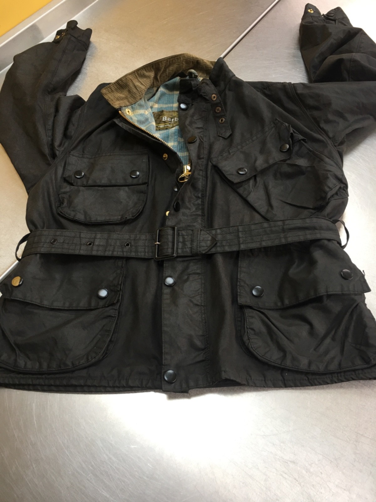 Barbour 80s 1 Crest International C40 Men's L Black Waxed Motorcycle Jacket image 6