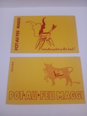 Lot 2 advertising blotters pot Au Feu Maggi
